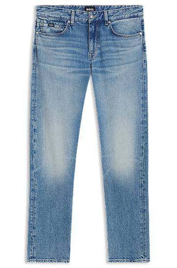 Kavbojke BOSS BOSS Delaware Slim-Fit Comfort-Stretch Jeans Modra | 50544869