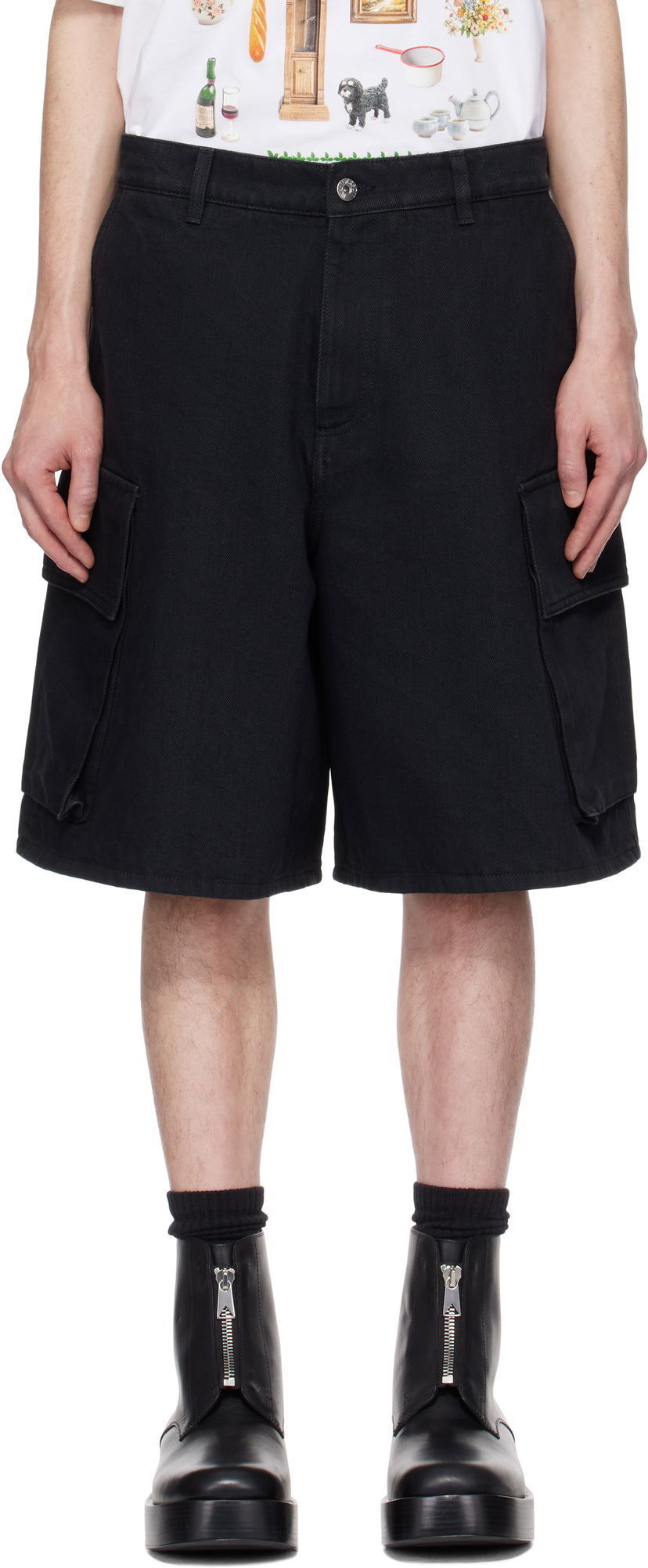 Kratke hlače JW Anderson JW Anderson Cargo Denim Shorts Črna | DT0108-PG1595