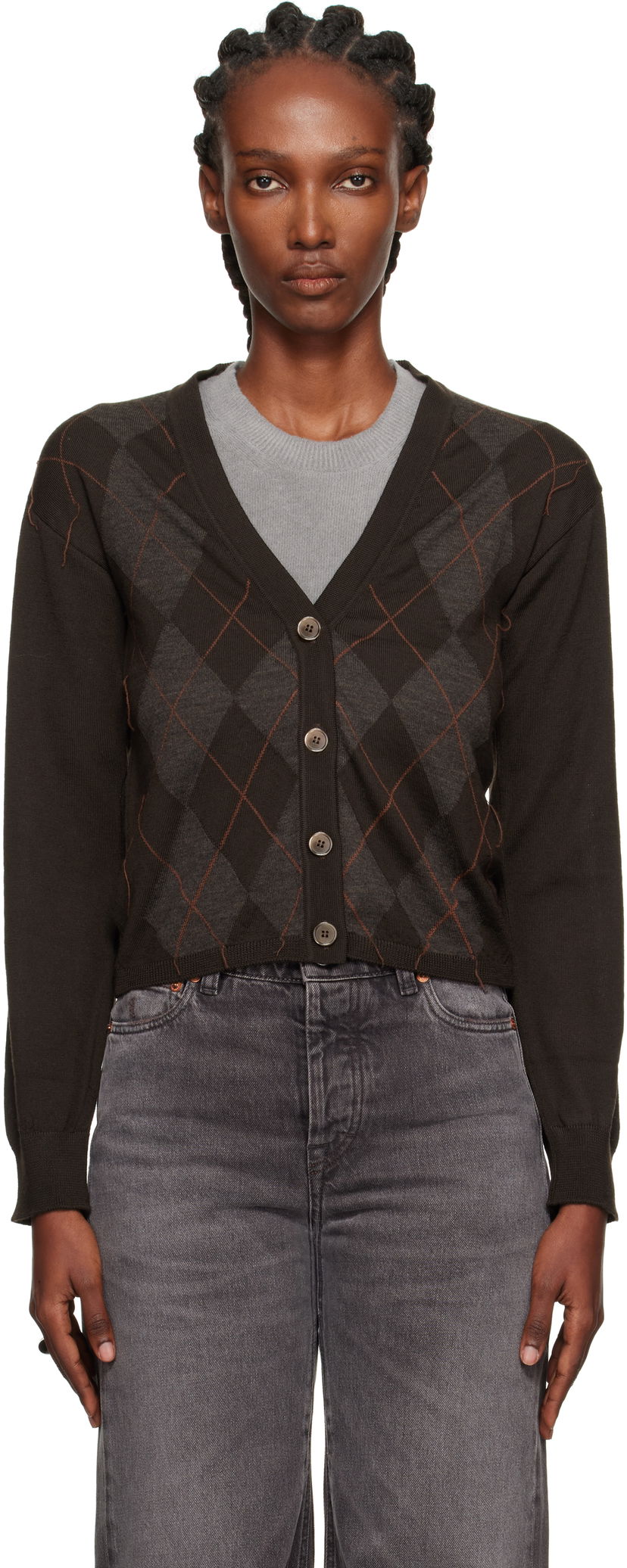 Pleteni pulover OUR LEGACY Our Legacy Ivy Cardigan Rjava | W4253IP