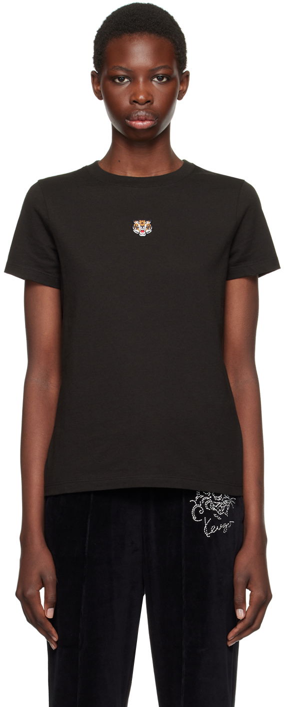 Majica KENZO Black Paris Lucky Tiger T-Shirt Črna | FE52TS1314SG