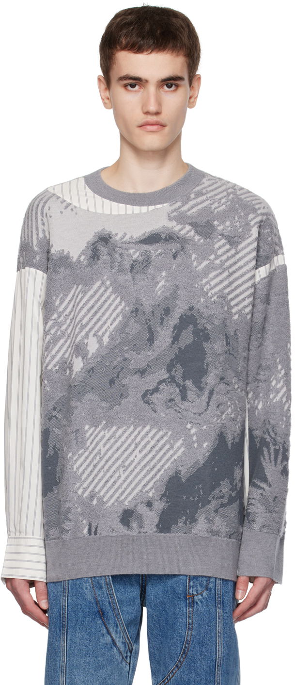 Pleteni pulover Feng Chen Wang Feng Chen Wang Paneled Sweater Siva | FUF16KT03G