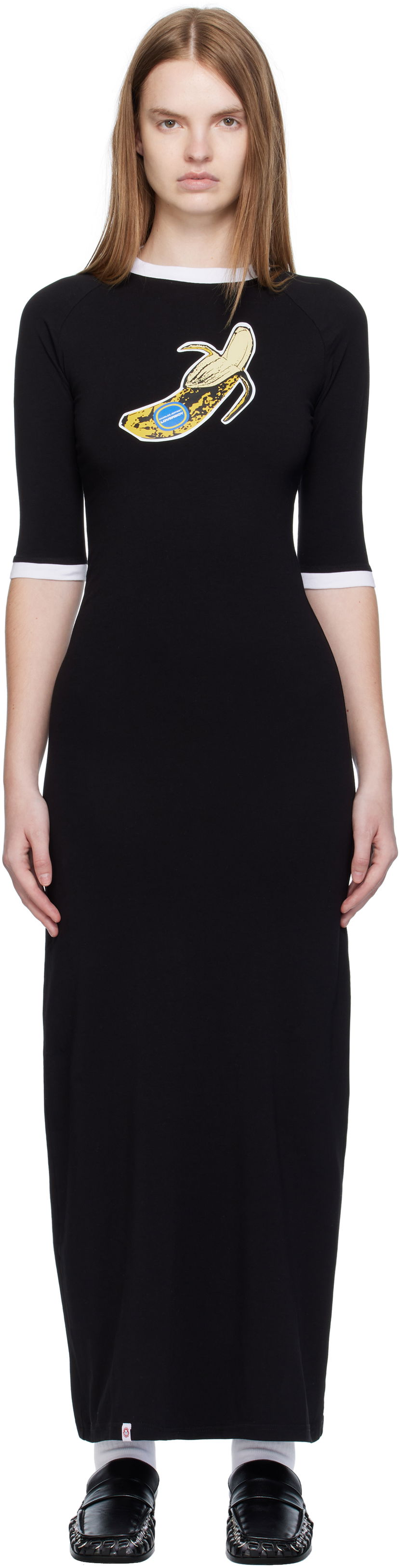 Obleke Charles Jeffrey Loverboy Charles Jeffrey LOVERBOY Raglan Baby Tee Midi Dress Črna | 52060401