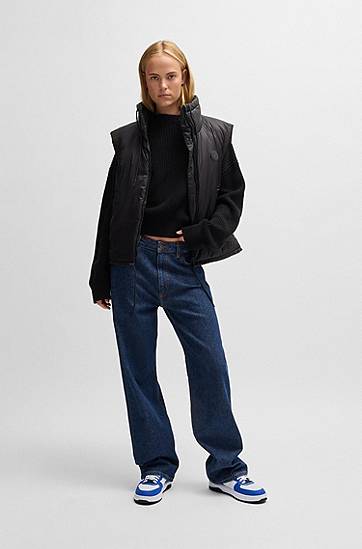 Pleteni pulover BOSS Relaxed Fit Sweater with Patch by HUGO Črna | 50530283, 1