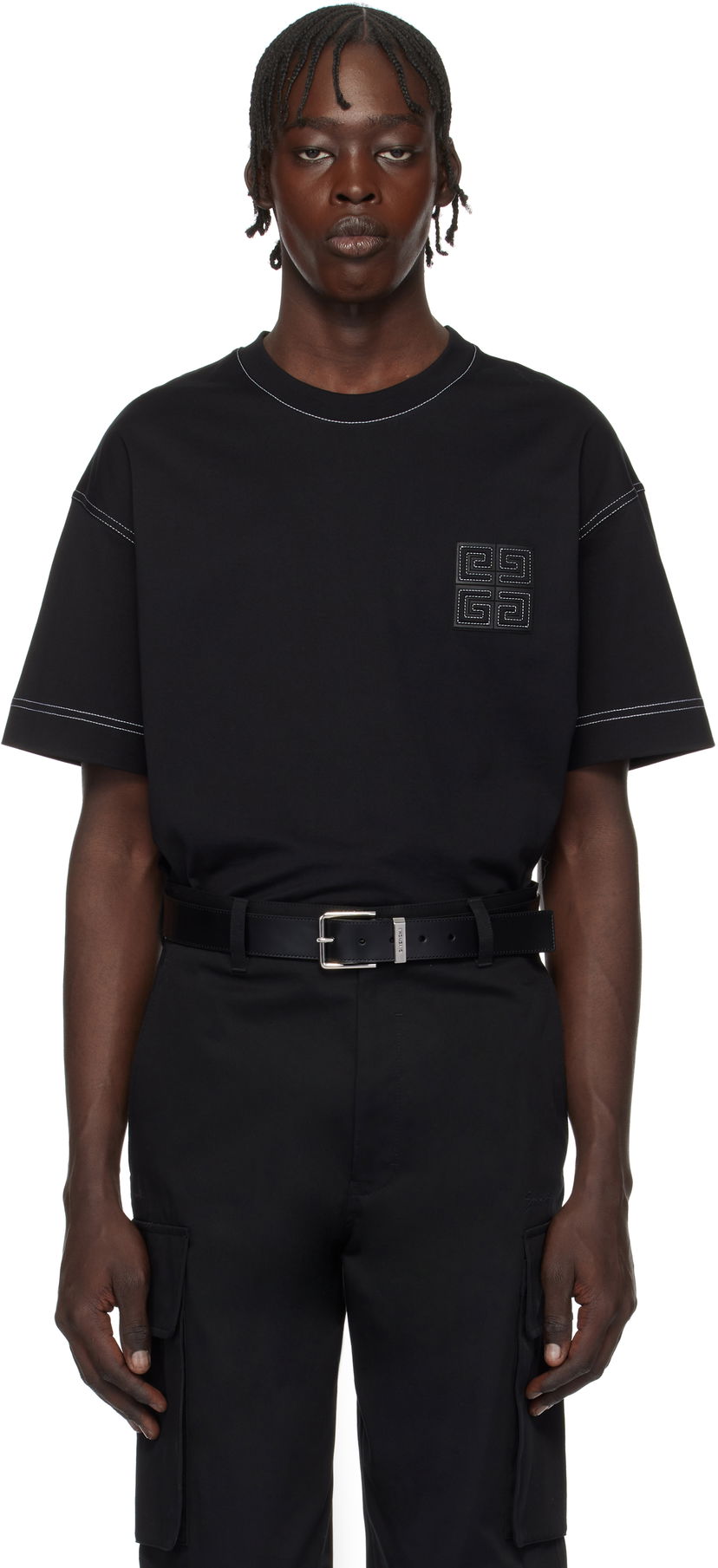 Majica Givenchy 4G Logo Embroidered T-Shirt Črna | BM71MG3YPQ004