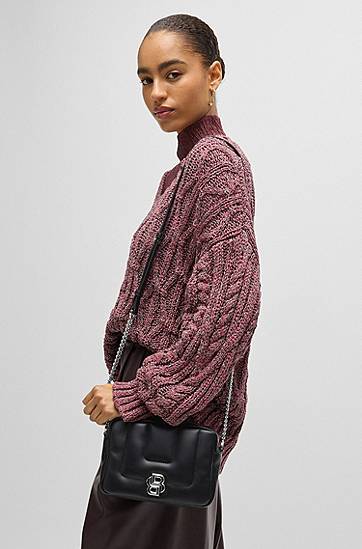 Torba za čez ramo BOSS Balmain Quilted Crossbody Bag with Double B Monogram Črna | 50523349, 1