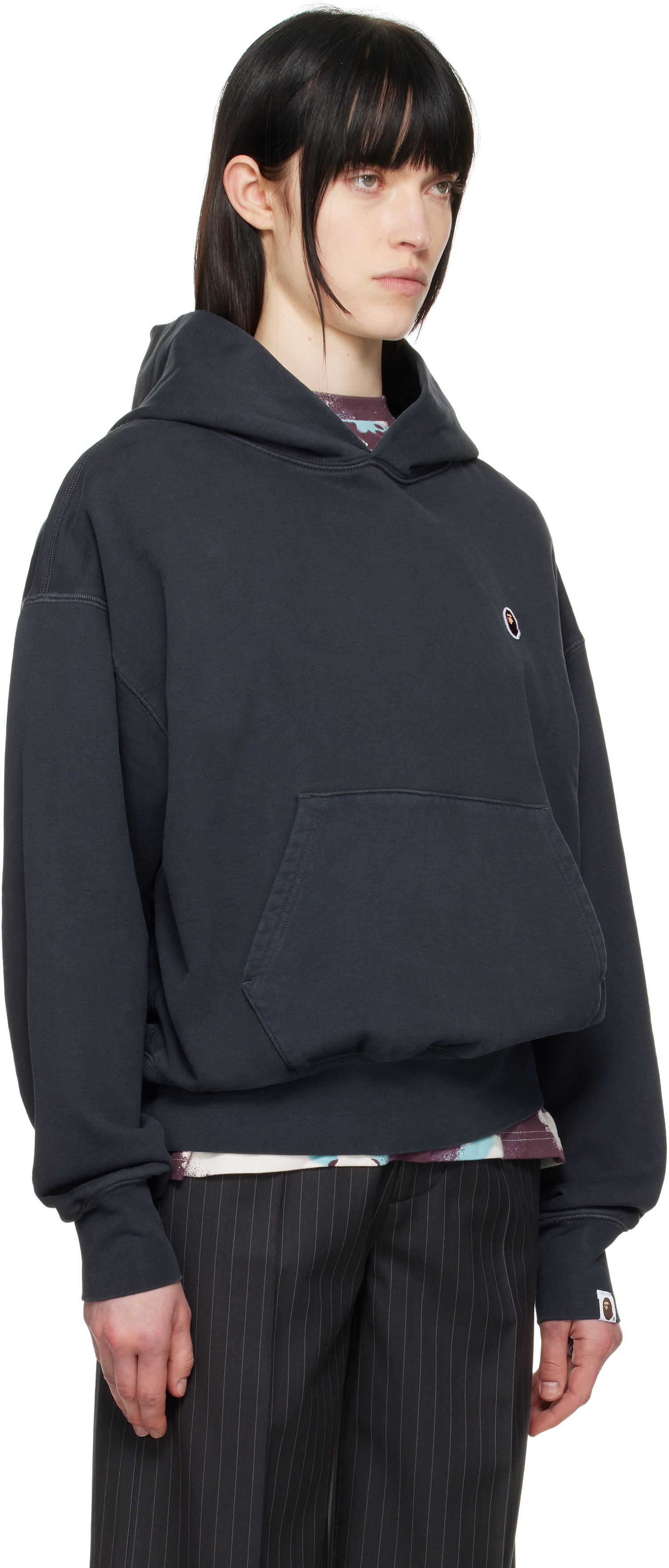 Pulover BAPE A Bathing Ape One Point Pigment Dyed Oversized Hoodie Mornarica | 001PPL302004L, 1