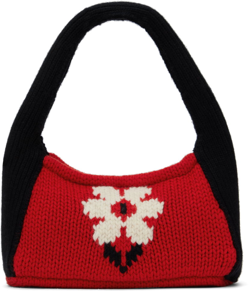 Torbica YMC YMC Hand Knit Bag with Flower Design Rdeča | QBXMA