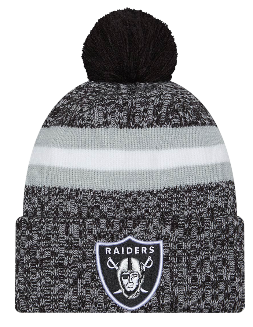 Beanie New Era New Era Las Vegas Raiders Knit Beanie with Pom Siva | 60407594-60407594