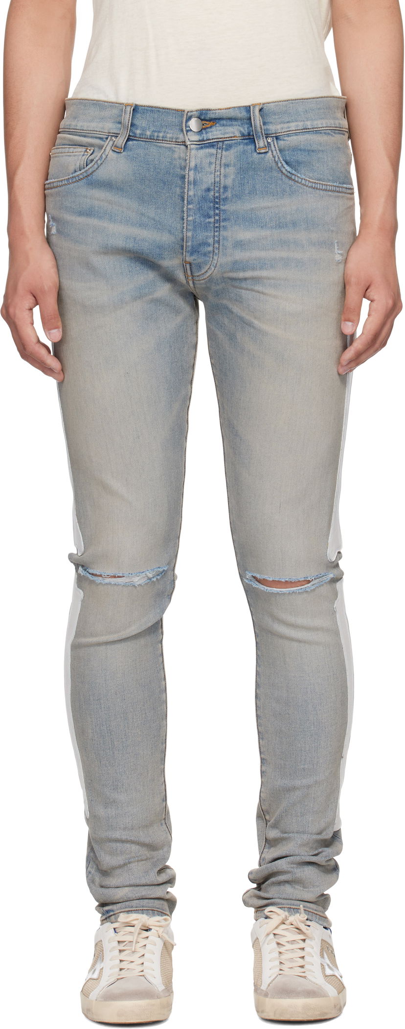 Kavbojke AMIRI AMIRI Bones Slash Jeans Modra | AMDNSY1157