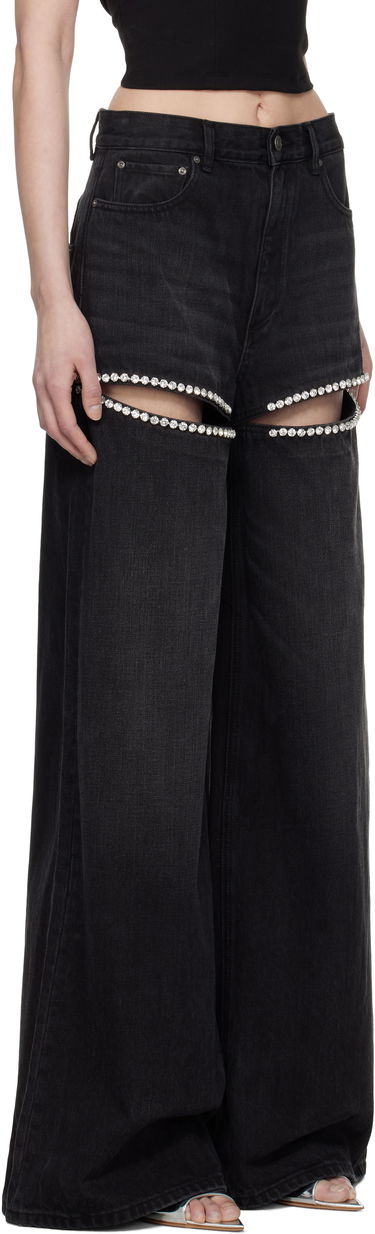 Kavbojke Area AREA Wide Leg Crystal Slit Jeans Črna | 0000P02333, 1