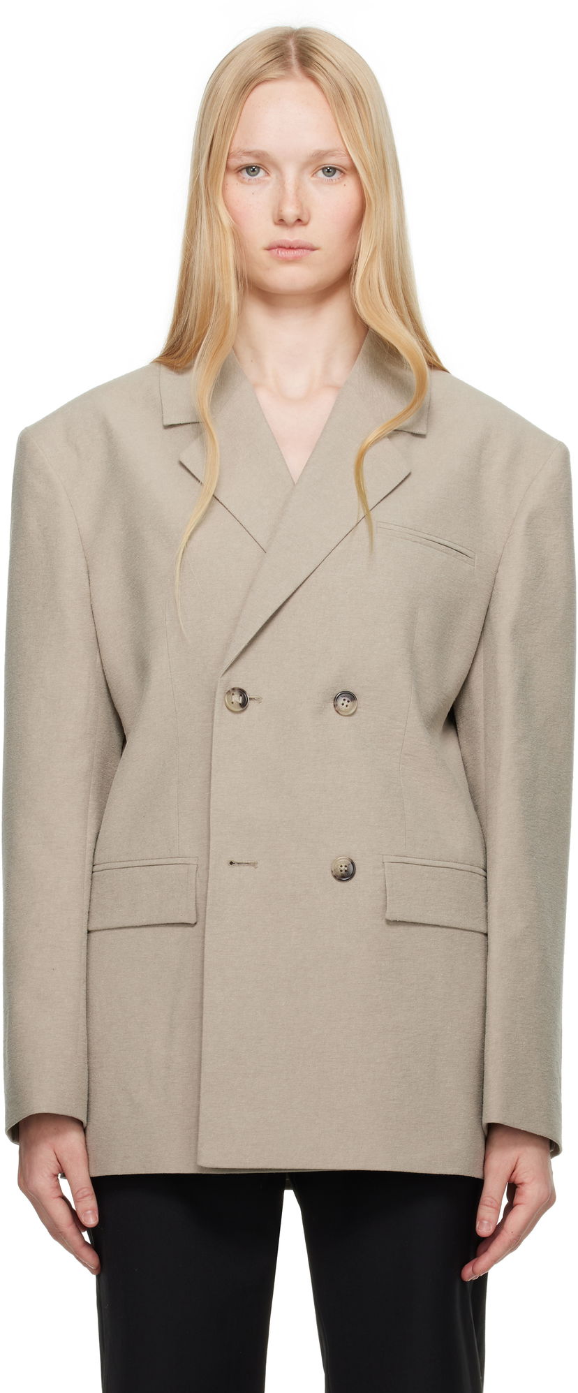 Jakna Nanushka Nanushka Diante Double-Breasted Blazer Bež | NW25SSOW26092