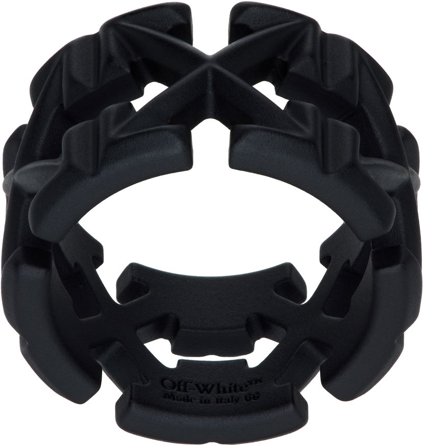 Prstan Off-White Off-White Arrow Ring Črna | OMOC07FC99MET0011000