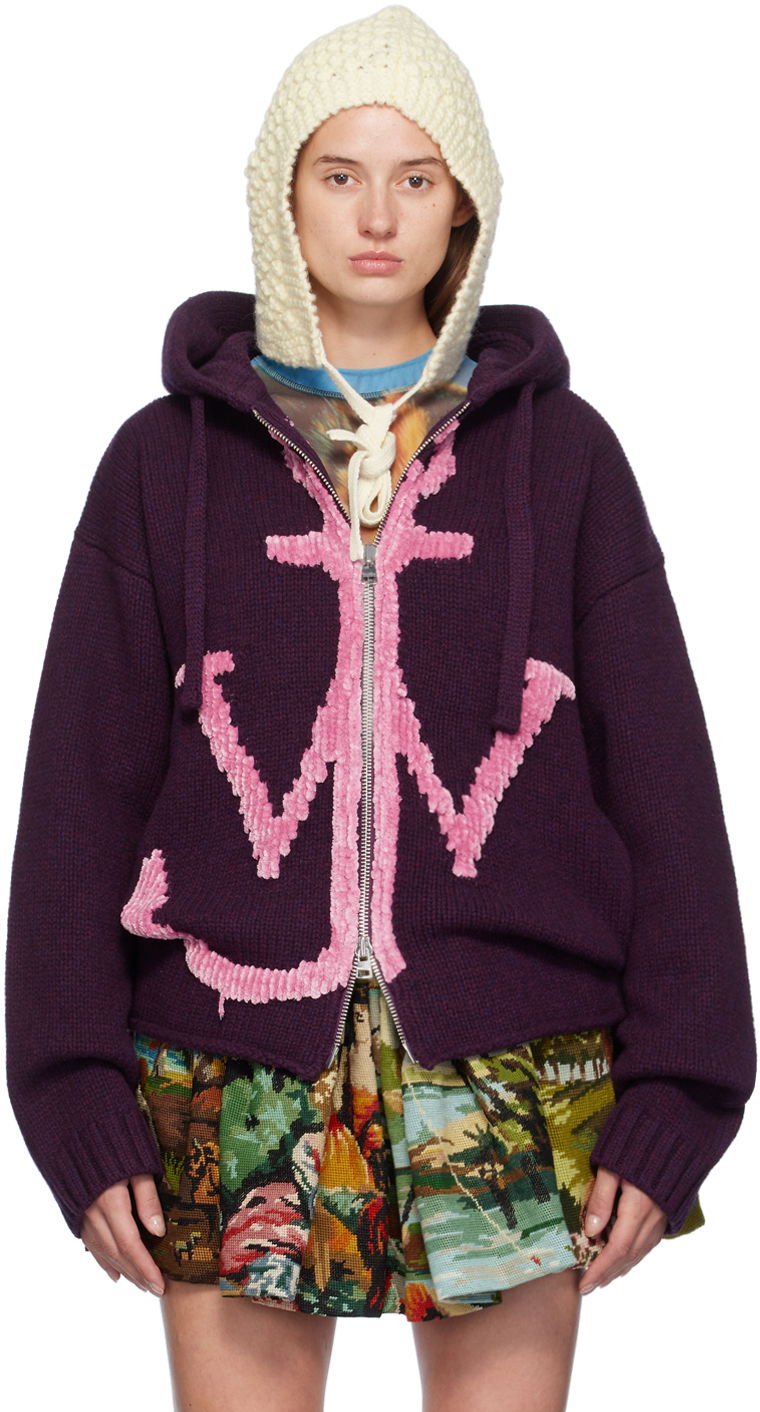 Pulover JW Anderson Anchor Logo Hoodie Lila | KW1290-YN0170