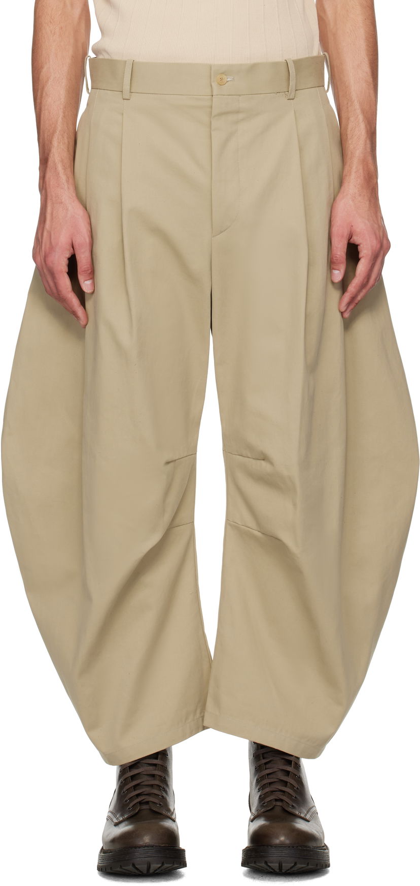 Hlače HED MAYNER Hed Mayner Curved Trousers Bež | HMMA30020A-HA155