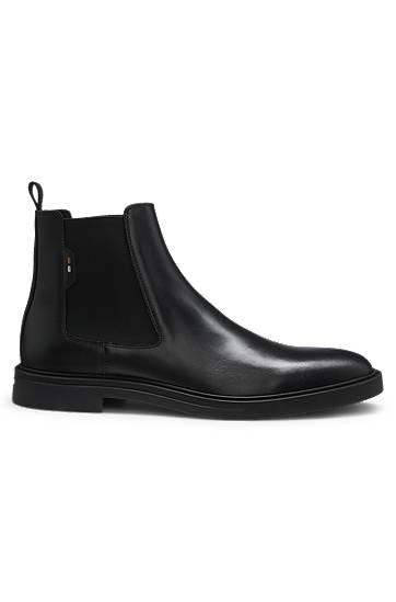 Nega čevljev BOSS Nappa Leather Chelsea Boots with Signature Stripe Črna | 50552527, 1