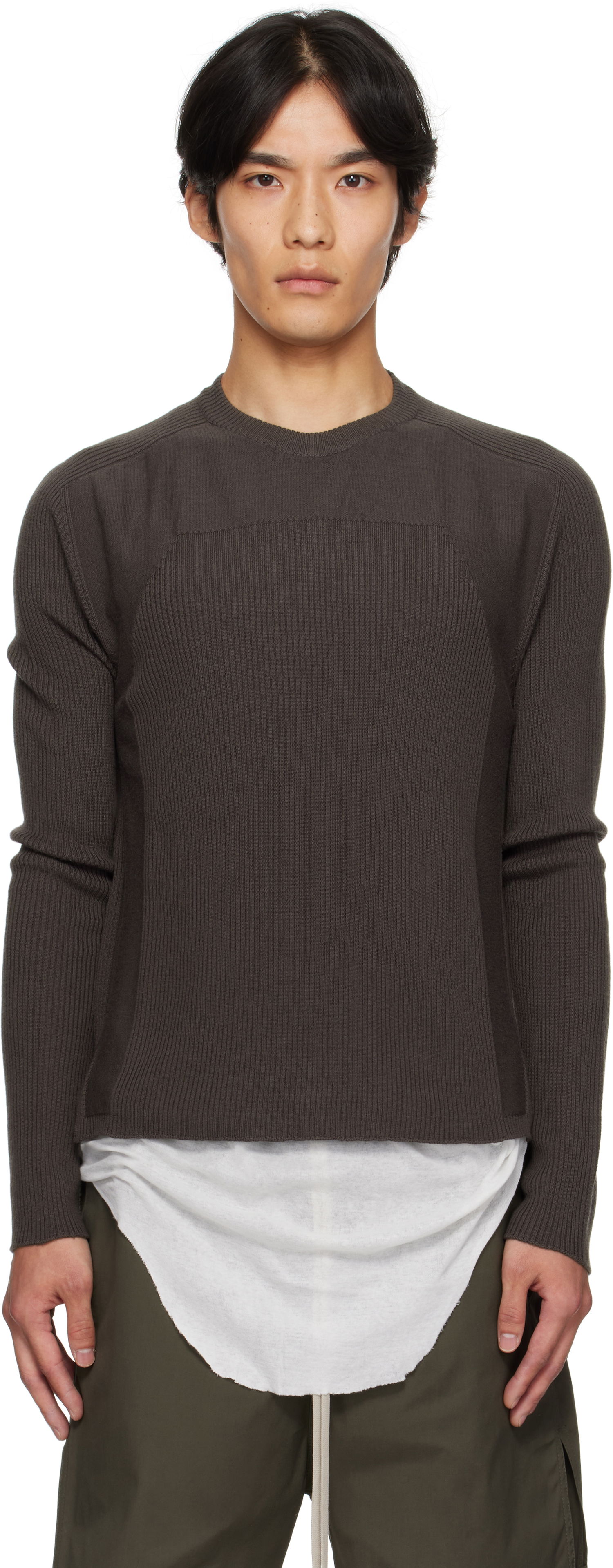 Pleteni pulover Rick Owens Rick Owens Concordians Ribbed Geo Sweater Rjava | RU02E1639 RIBM, 0