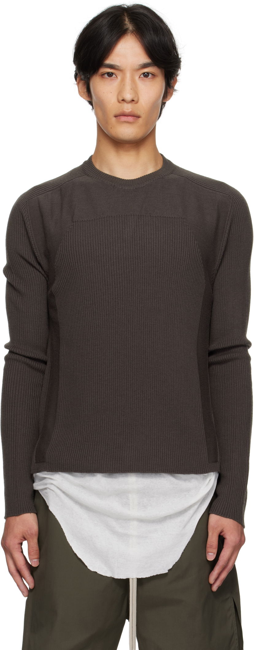 Pleteni pulover Rick Owens Rick Owens Concordians Ribbed Geo Sweater Rjava | RU02E1639 RIBM
