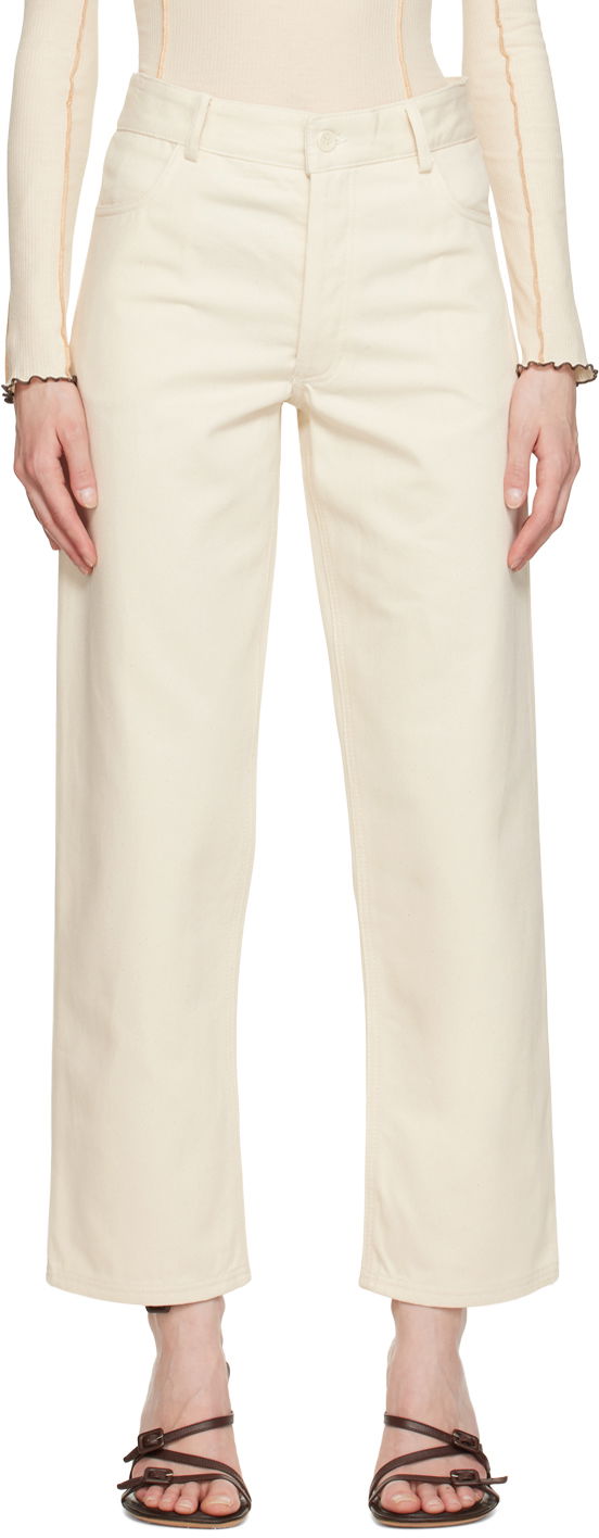 Kavbojke Baserange Indre High-Rise Straight-Leg Jeans Bež | TRIN-CC-SP23
