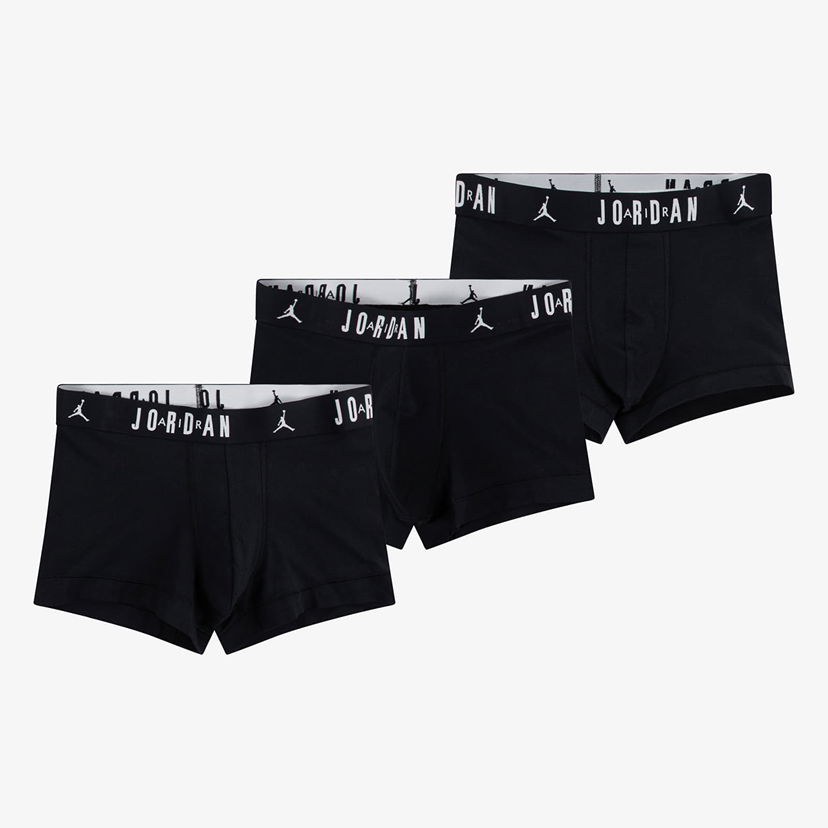 Spodnje perilo in nogavice Jordan Jordan Mens Flight Cotton 3-Pack Trunk Black M Črna | JM0693-023