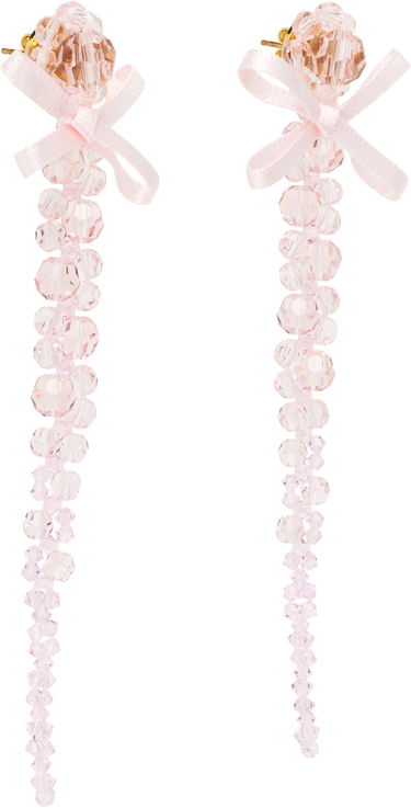 Uhani Simone Rocha Simone Rocha Petite Bow Drip Faceted Crystal Bead Earrings Bež | ERG547 0903, 2