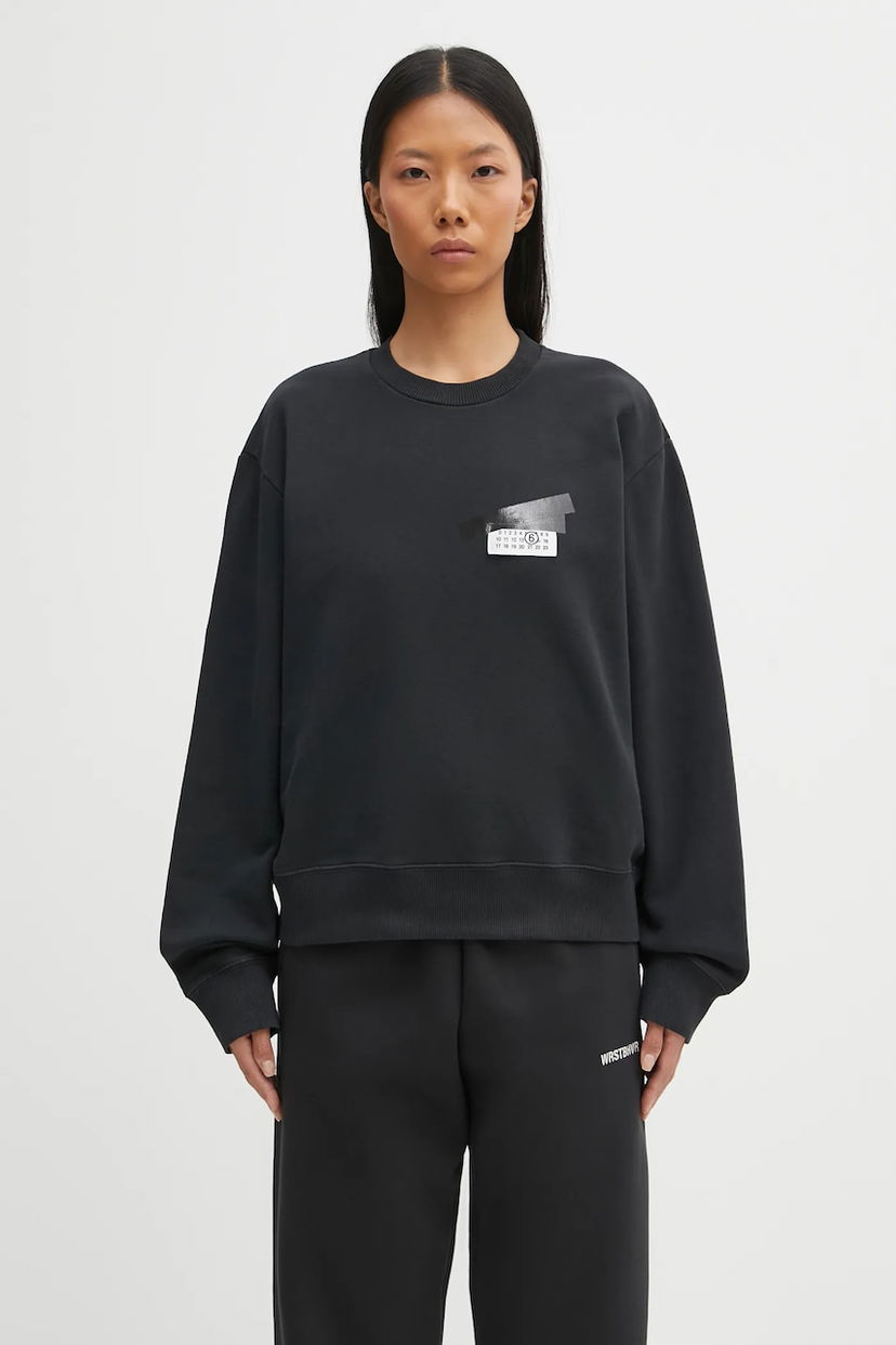 Pulover Maison Margiela Printed Cotton Sweatshirt Črna | S62GU0143.M25024.899