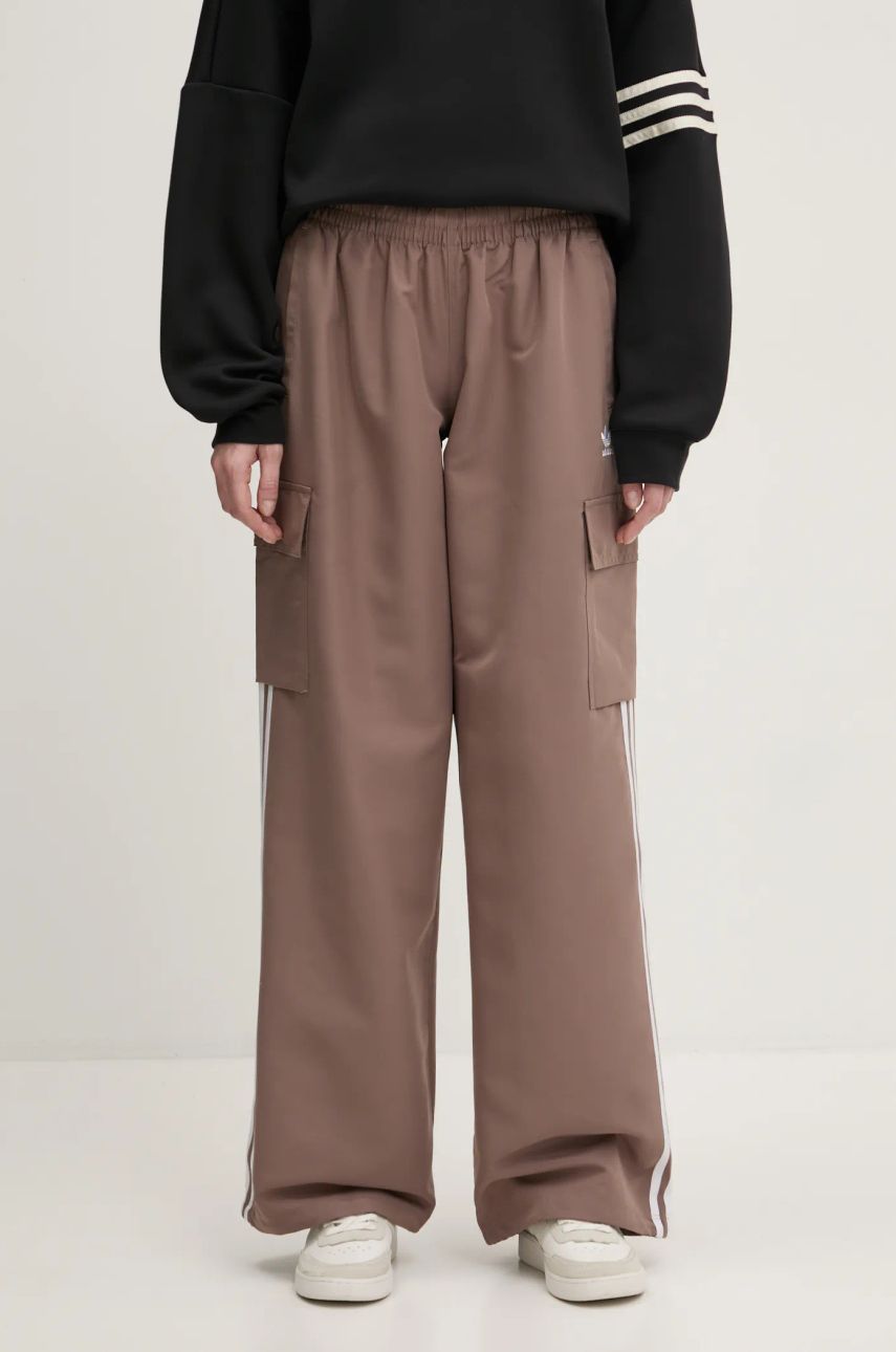Trenirka adidas Originals adidas Originals Adicolor 3-Stripe Cargo Pants High Waist Rjava | JC8138, 0