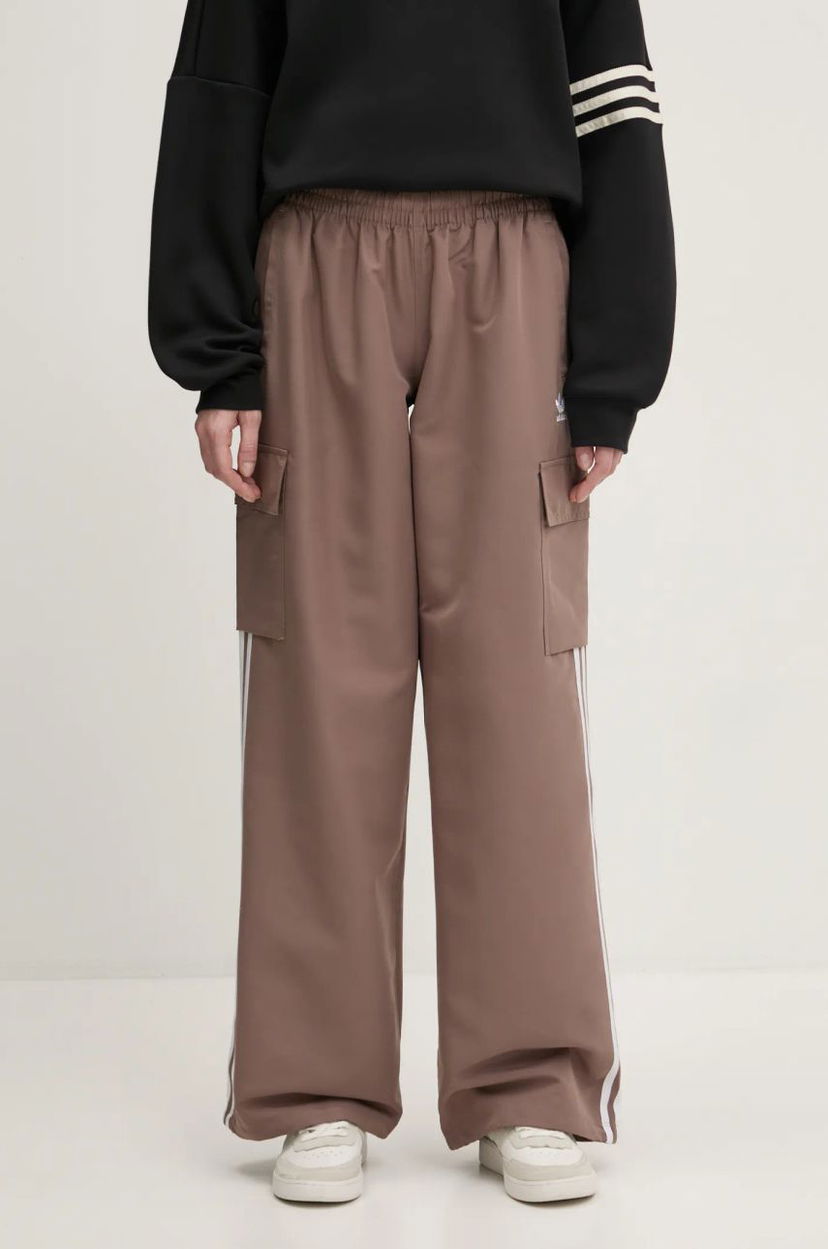 Trenirka adidas Originals adidas Originals Adicolor 3-Stripe Cargo Pants High Waist Rjava | JC8138