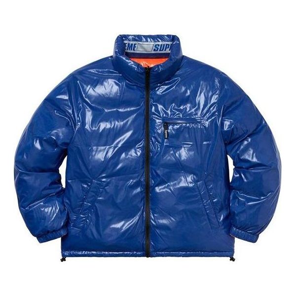 Puhovka Supreme Shiny Reversible Puffer Jacket Modra | SUP-SS20-165