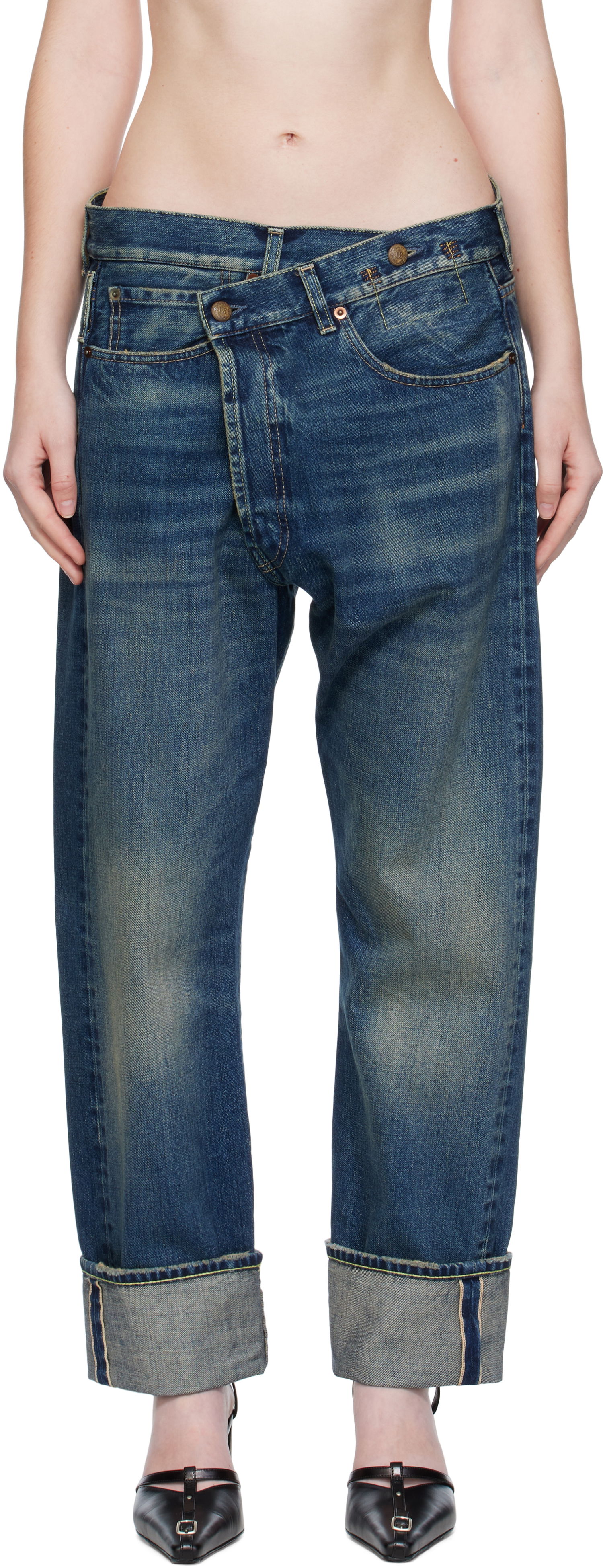 Kavbojke R13 R13 Cuffed Crossover Jeans Modra | R13WD193-D341A, 0