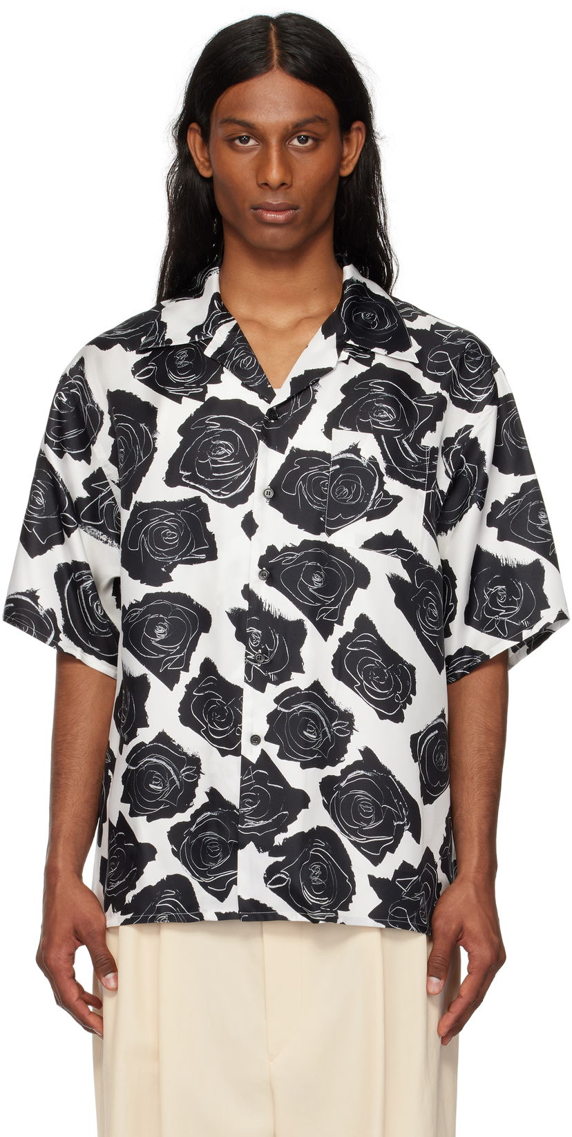 Srajce Marni Marni Cybele Print Silk Bowling Shirt Bela | CUMU0213A5 UTSG32