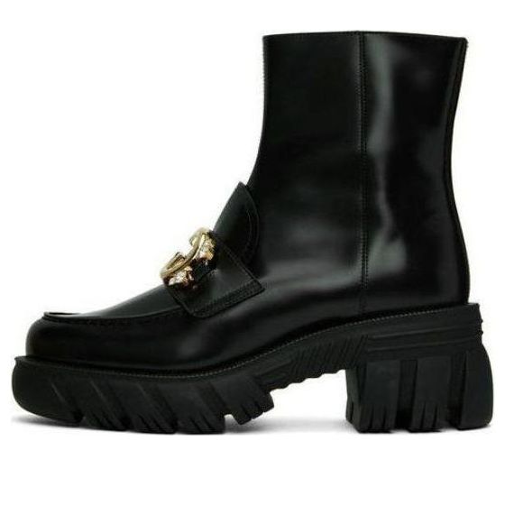Superge in čevlji Gucci Gucci Mid Heel Ankle Boots With Belt Črna | 700270-DKS00-1000