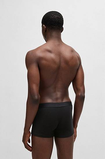 Boksarice BOSS HUGO Trunks Three-Pack with Logo Waistbands Črna | 50532797, 1