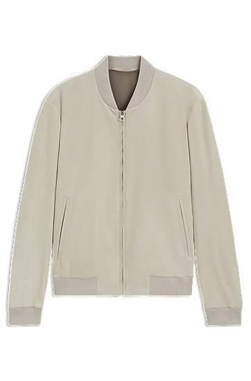 Bomber jakna BOSS BECKHAM x BOSS Suede Bomber Jacket Bež | 50549074