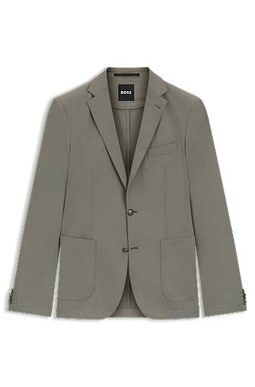 Jakna BOSS Dressletic slim-fit performance-stretch jersey blazer with notch lapels and two-button closure Siva | 50546071, 0