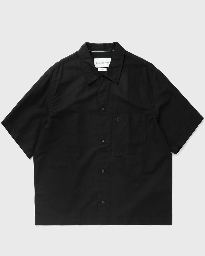 Srajce CALVIN KLEIN LINEN SS SHIRT Črna | J30J325173BEH