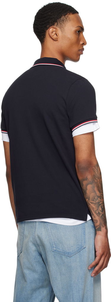Polo majica Moncler Moncler Tricolor-Trimmed Cotton Piquet Polo Mornarica | K20918A7030084556, 2