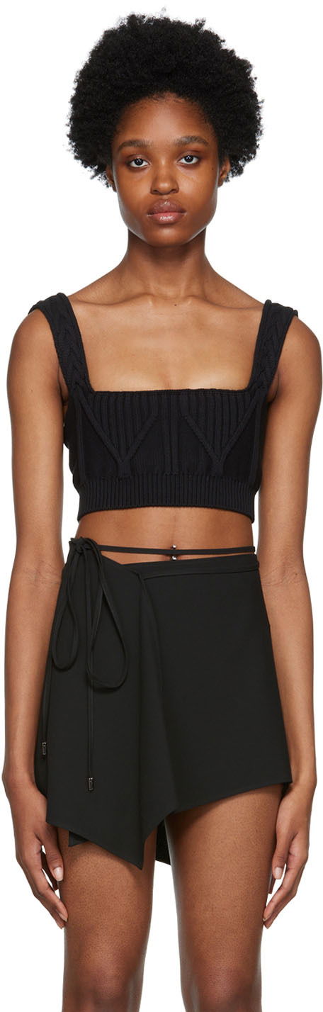 Pleteni pulover The Attico Attico Miles Knit Cropped Camisole Črna | 228WCT152 KC056