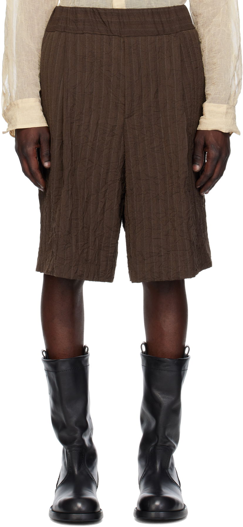 Kratke hlače Dries Van Noten Dries Van Noten Pleated Bermuda Shorts Rjava | 251-020953-1504