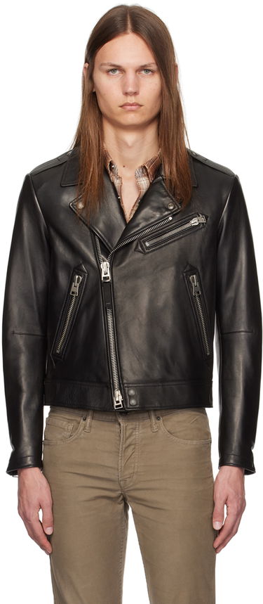 Jakna Tom Ford Asymmetric Leather Jacket Črna | LXR004-LMN014S24, 0