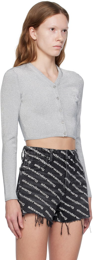 Pleteni pulover Alexander Wang Embossed Cardigan Siva | 4KC3233019, 1