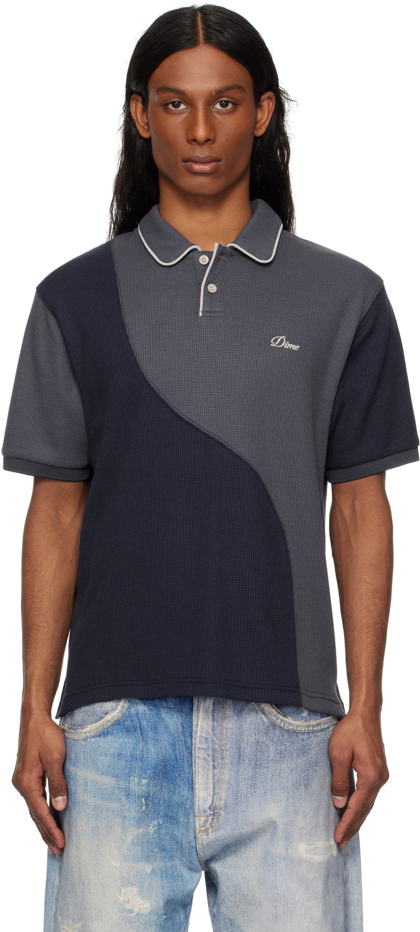 Polo majica Dime Dime Waffle Polo Siva | DIME2SP256IND