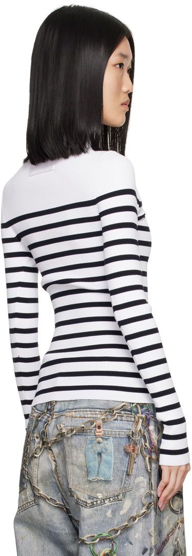 Pleteni pulover Jean Paul Gaultier Jean Paul Gaultier Striped Turtleneck Bela | 24/30-F-PL066-M063-0159, 2