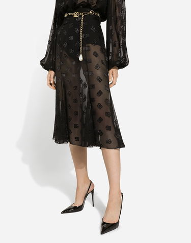 Krila Dolce & Gabbana Devore Satin Godet Skirt Črna | F4CCHTFJ9AFN0000, 3