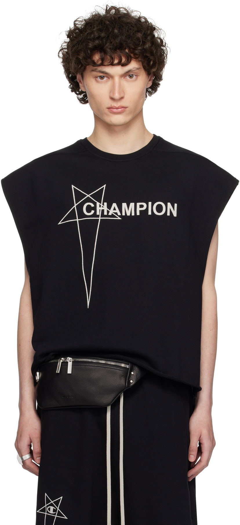 Majica brez rokavov Rick Owens Rick Owens Champion Edition Micro Tatlin Sleeveless T-Shirt Črna | CM01E1666 CHFE FELPA