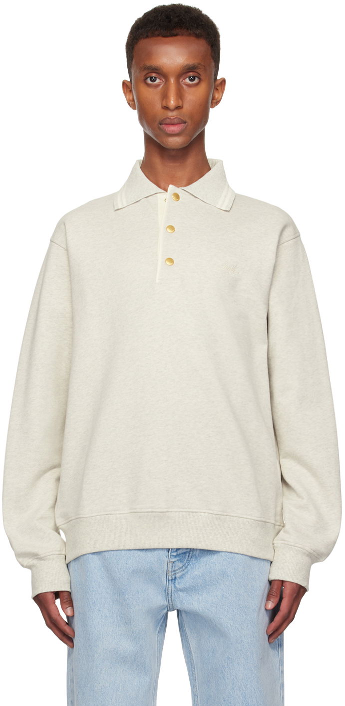 Pleteni pulover Drôle de Monsieur Drôle De Monsieur 'Le Polo Drôle' Sweatshirt Siva | PERM-PL132-CO127-GY