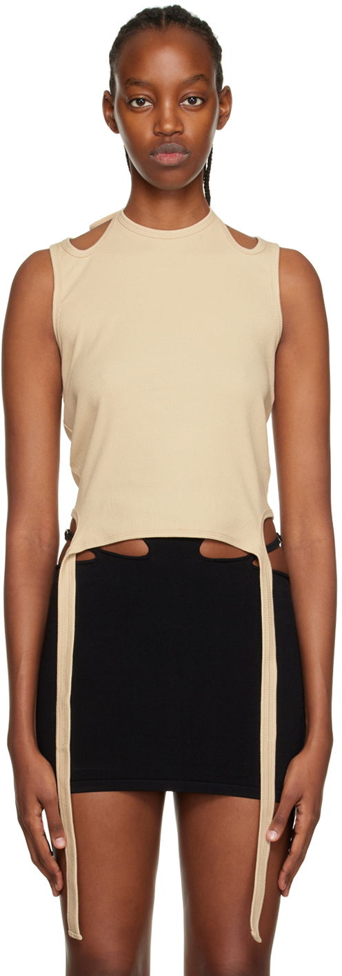 Majica brez rokavov Dion Lee Halter Neck Tie Tank Top Bež | C3029R22