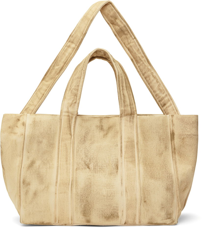 Tote bag Serapis Serapis Tar-Painted Canvas Tote Bež | SS25_BA_3