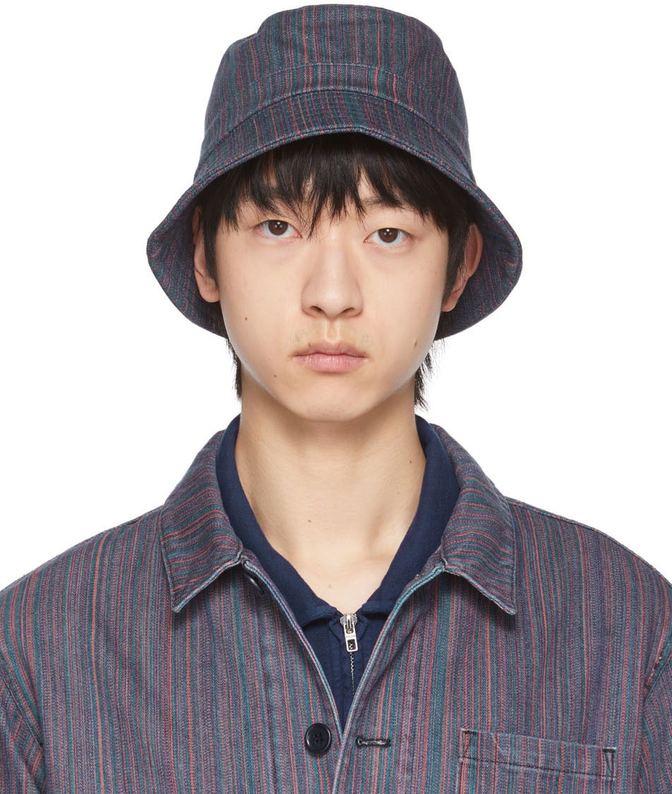 Klobuk YMC YMC Upcycled Stripe Denim Bucket Hat Večbarvna | PHSAF, 0