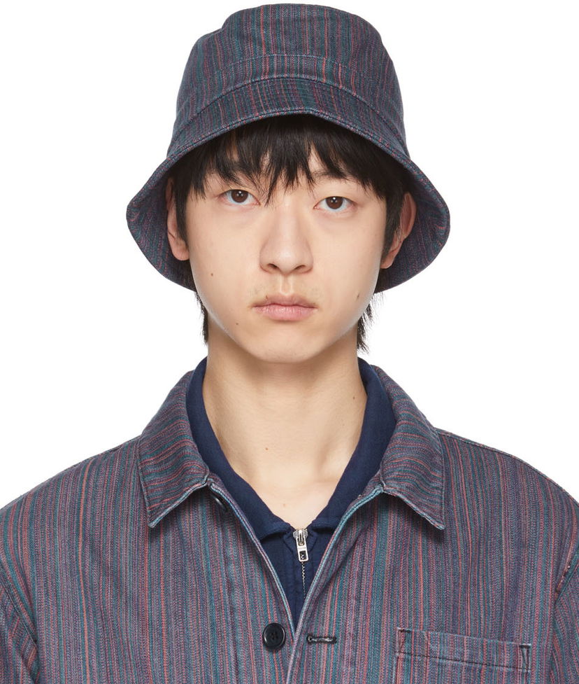 Klobuk YMC YMC Upcycled Stripe Denim Bucket Hat Večbarvna | PHSAF