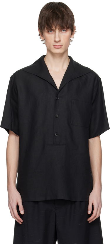 Srajce Dolce & Gabbana Dolce&Gabbana Three-Button Short-Sleeved Linen Shirt Črna | G5NE3TFU4JB, 0